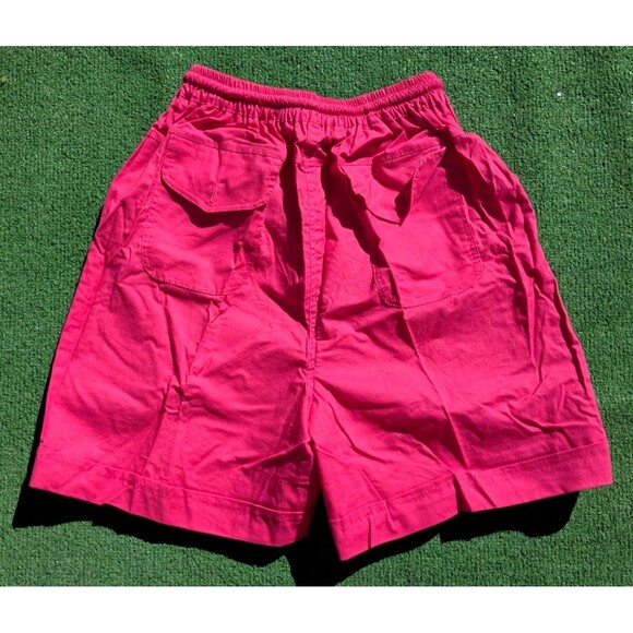 VTG Neon Drawstring High Waisted Women's Sm Pleated Cotton 1990s 3Pc Short Set - Picture 5 of 10